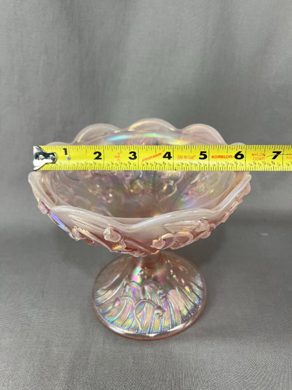 Vtg Fenton Lily Of The Valley Art Glass Pink Opalescent Carnival Iridescent Lid - Picture 15 of 16